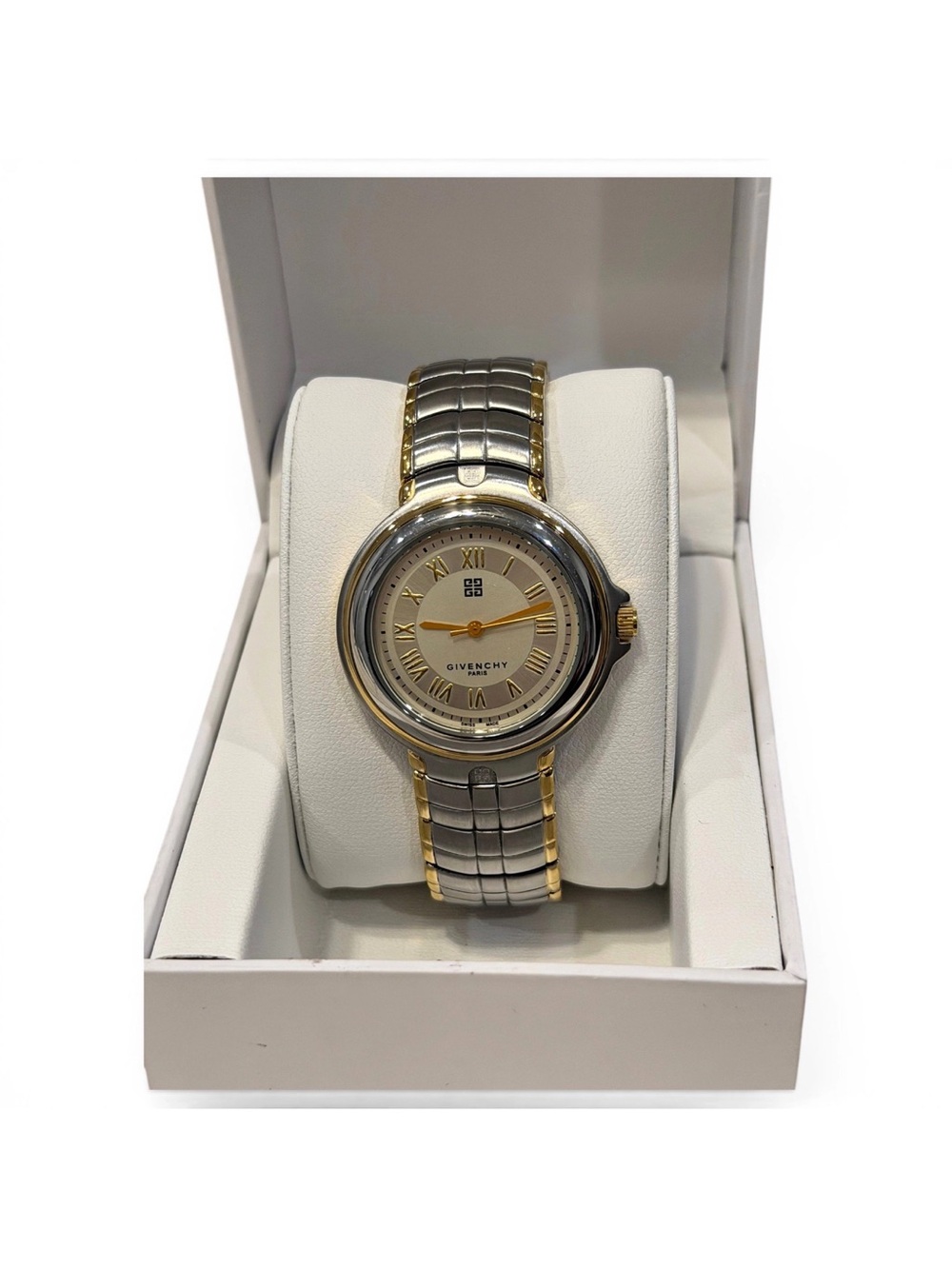 Vintage Givenchy Silver and Gold Men's Round Dial Watch